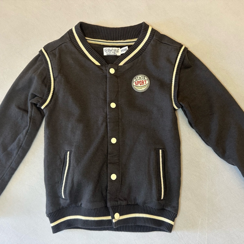 Kids Dark Gray Varsity Jacket